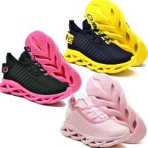 Tênis Masculino Solado Confort Trançado Esportivo - 3 Pares Tênis Masculino Solado Confort Trançado Esportivo - 3 Pares