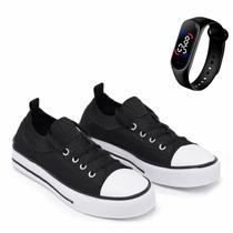 Tênis Meia Casual Feminino All Colors + Relógio Digital LED