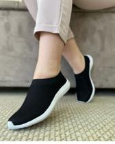 Tênis meia confortável feminino e masculino de cor preto - Número 34