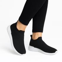 Tenis Meia Feminino Caminhada Academia Sem Cadarço Confortável Preto - Yes Basic