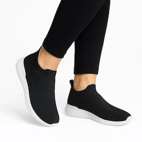 Tenis Meia Feminino Caminhada Academia Sem Cadarço Confortável Preto - Yes Basic