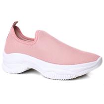 Tênis Meia Feminino Liso Sola Alta Calce Fácil Macio Moda