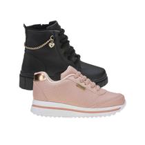 Tenis Menina e Botinha Infantil - KIT 2 PARES Tam 24 ao 34