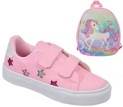 Tênis Menina Estrela Glitter Feminino Infantil + Mochila Unicórnio