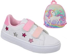 Tênis Menina Estrela Glitter Feminino Infantil + Mochila Unicórnio