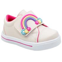 Tênis Menina Infantil ArcoÍris Brilho Flor Criança Colorido Moda Star Bebê Confortável