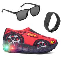 Tênis Menino Infantil Led Carro Funfy + Óculos E Relógio Tênis Menino Infantil Led Carro Funfy + Óculos E Relógio