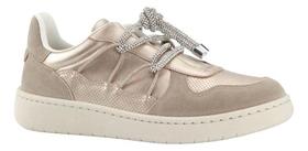 Tenis metalizado champagne camurca facil calce santinelli 1548-009