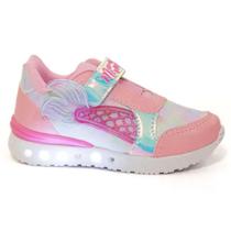 Tênis Mini Pé Casual Menina Sereia Led Infantil Rosa Bebê