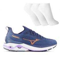 Tênis Mizuno Wave Mirai 7 Feminino + 3 Pares de Meias Tênis Mizuno Wave Mirai 7 Feminino + 3 Pares de Meias