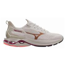 Tenis Mizuno Wave Mirai 7 - Feminino - Bege-Dourado