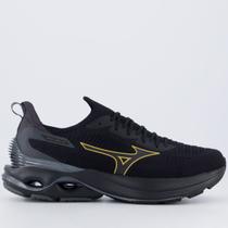 Tênis Mizuno Wave Mirai 7 Preto e Dourado