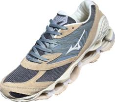 Tênis Mizuno Wave Prophecy LS Bege e Cinza