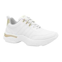 Tênis Moda Feminino Casual Ramarim Branco E Dourado