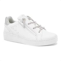 Tênis Moda Feminino Ramarim Zíper Branco E Prata Tênis Moda Feminino Ramarim Zíper Branco E Prata