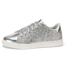 Tênis modernos LUCKY STEP Glitter para mulheres prateados 9M US Tênis modernos LUCKY STEP Glitter para mulheres prateados 9M US