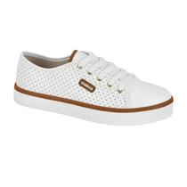 Tênis Moleca Casual Microperfuros Cadarços Feminino Branco Tênis Moleca Casual Microperfuros Cadarços Feminino Branco