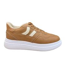 Tênis Moleca Casual Nobuck Camel Confortável 5816