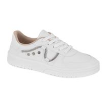 Tenis Moleca Feminino Casual Basico Detalhe Strass Flatform