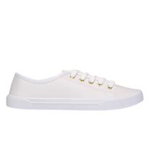 Tênis Moleca Feminino Casual Minimalista Cadarços Branco