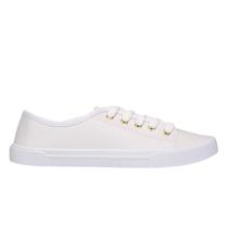 Tênis Moleca Feminino Casual Minimalista Cadarços Branco Tênis Moleca Feminino Casual Minimalista Cadarços Branco