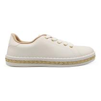 Tênis Moleca Feminino Casual Napa Branco Trançado Dourado 5790.100