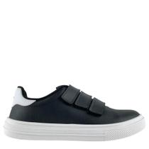 Tênis Moleca Feminino Casual Preto e Branco Fecho em tiras autocolantes Tênis Moleca Feminino Casual Preto e Branco Fecho em tiras autocolantes
