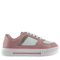 Tênis Molekinha Branco Rosa Strass Estiloso 2565111 Tênis Molekinha Branco Rosa Strass Estiloso 2565111