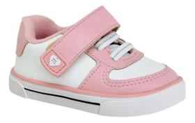 Tênis Molekinha Calce Fácil Casual Elástico Moderno 2740203 Cor:Rosa e BrancoTamanho:19
