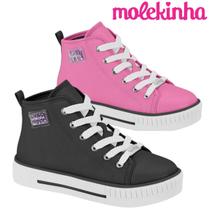Tenis Molekinha Cano Infantil Alto Menina Original Confortavel Blogueira Napa Cadarço Blogueirinha Feminino Juvenil Leve Escolar VS Volta As Aulas