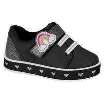 Tênis Molekinha Kids Meninas Arco-Íris Coração Preto