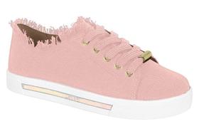 Tenis Molekinha Urbano Com Cadarço Detalhe Holografico Rosa