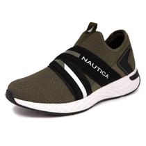 Tênis Nautica Braga Slip-On Masculino - Casual - Cor Olive - Tamanho 7,5 EUA