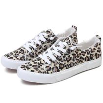 Tênis Obtaom Play Fashion Fashion Women White Leopard Canvas