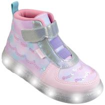 Tênis Pampili Com Led Sereia Cauda Cano Médio 23 A 31 Feminino Infantil Menina Fashion Luxo Casual Brilho Glamour