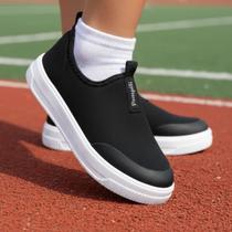 Tênis Pampili Feminino Preto Lycra Calce Fácil Escolar Conforto Antiderrapante