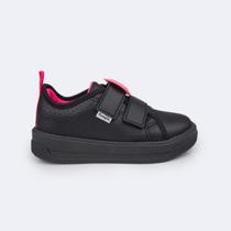 Tênis Pampili Infantil Feminino Escolar Leve Antiderrapante Patch Carinha Removível Tira Colante Dupla Anatômico