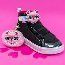 Tenis Pampili Pamps Holográfico e Preto com Chaveiro e Patch Exclusivo 667098