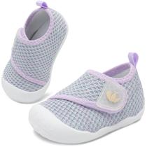 Tênis para bebê FEETCITY roxo com bico largo e fechamento em tiras autocolantes