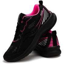 Tenis Para Caminhada Feminino Academia Corrida Treino Preto Pink Tenis Para Caminhada Feminino Academia Corrida Treino Preto Pink