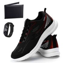 Tenis Para Corrida Caminhada Polo Running Super Leve Kit Carteira Relogio