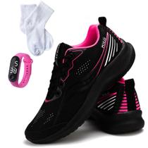 Tenis Para Corrida Feminino Polo Running Super Leve Kit Meia Relogio
