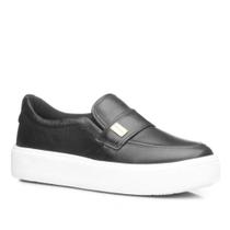 Tênis pegada feminino em couro preto