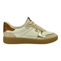 Tênis Piccadilly Beta Casual 985022 Off White/Brule/Dourado