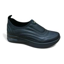 Tênis Piccadilly SoftStep Anabela Slip On Amortecedor 940002 Preto
