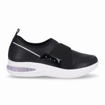 Tênis Piccadilly SoftStep Preto com Prata - 94008-1 Tênis Piccadilly SoftStep Preto com Prata - 94008-1