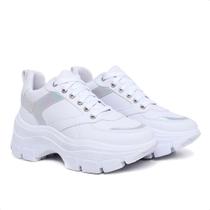 Tênis Plataforma Chunky Branco Estilo, Altura e Conforto em um Só Produto