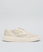 Tenis Plataforma Couro Perfuros - Offwhite