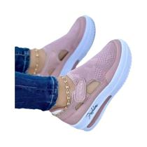 Tênis Plataforma Feminino Vermelho E Azul De Alta Qualidade Em Lona Casual Para Esportes