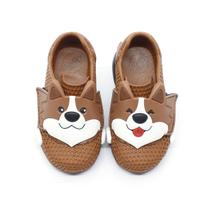 Tênis Plugt Menino Masculino Energy Cachorro Corgi Marrom Leve e Confortavel